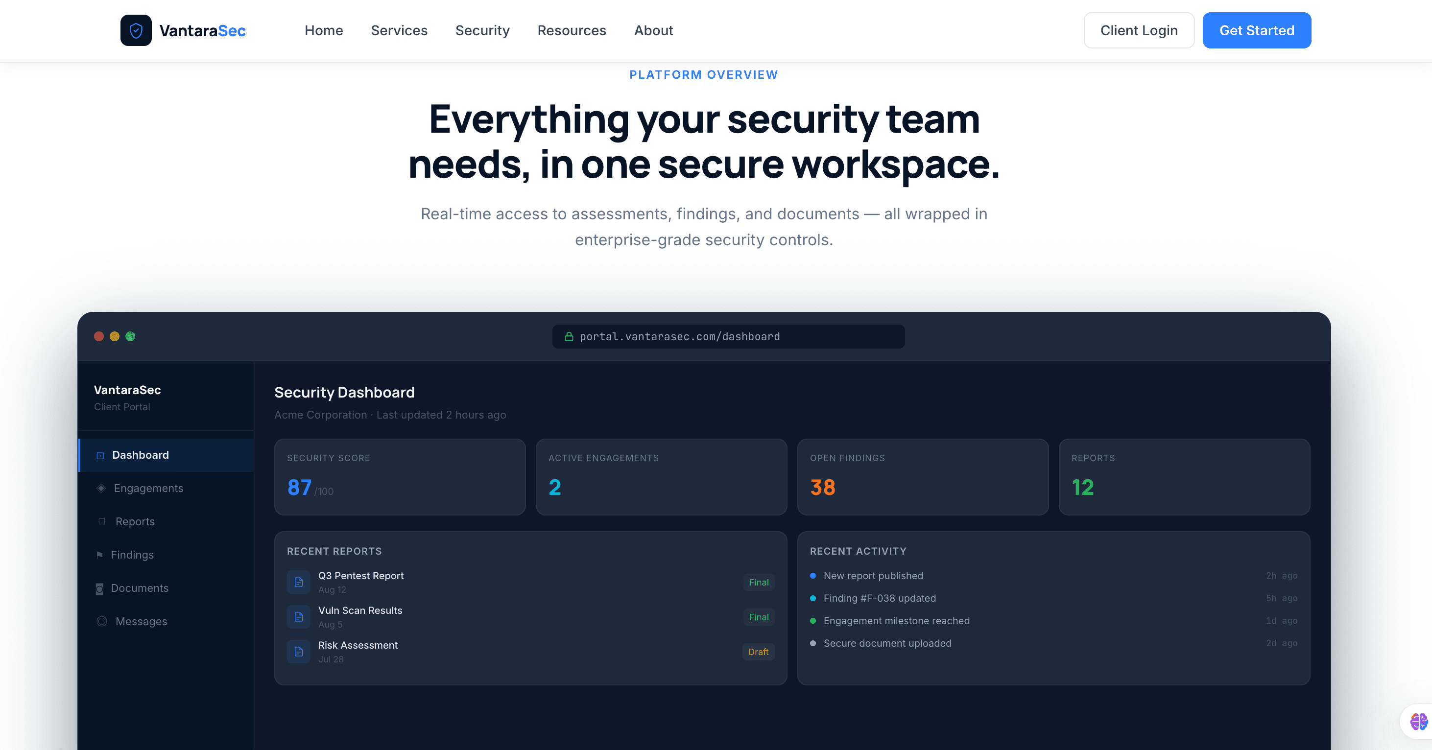 Hardened Client Portal Rebuild for a Cybersecurity Consulting Firm — screenshot 1